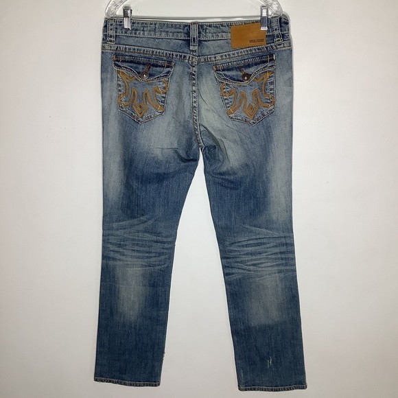 MEK DNM Womens OAXACA Jeans Blue Distressed Embroidered Pockets Size 32 x 34 - Picture 3 of 10